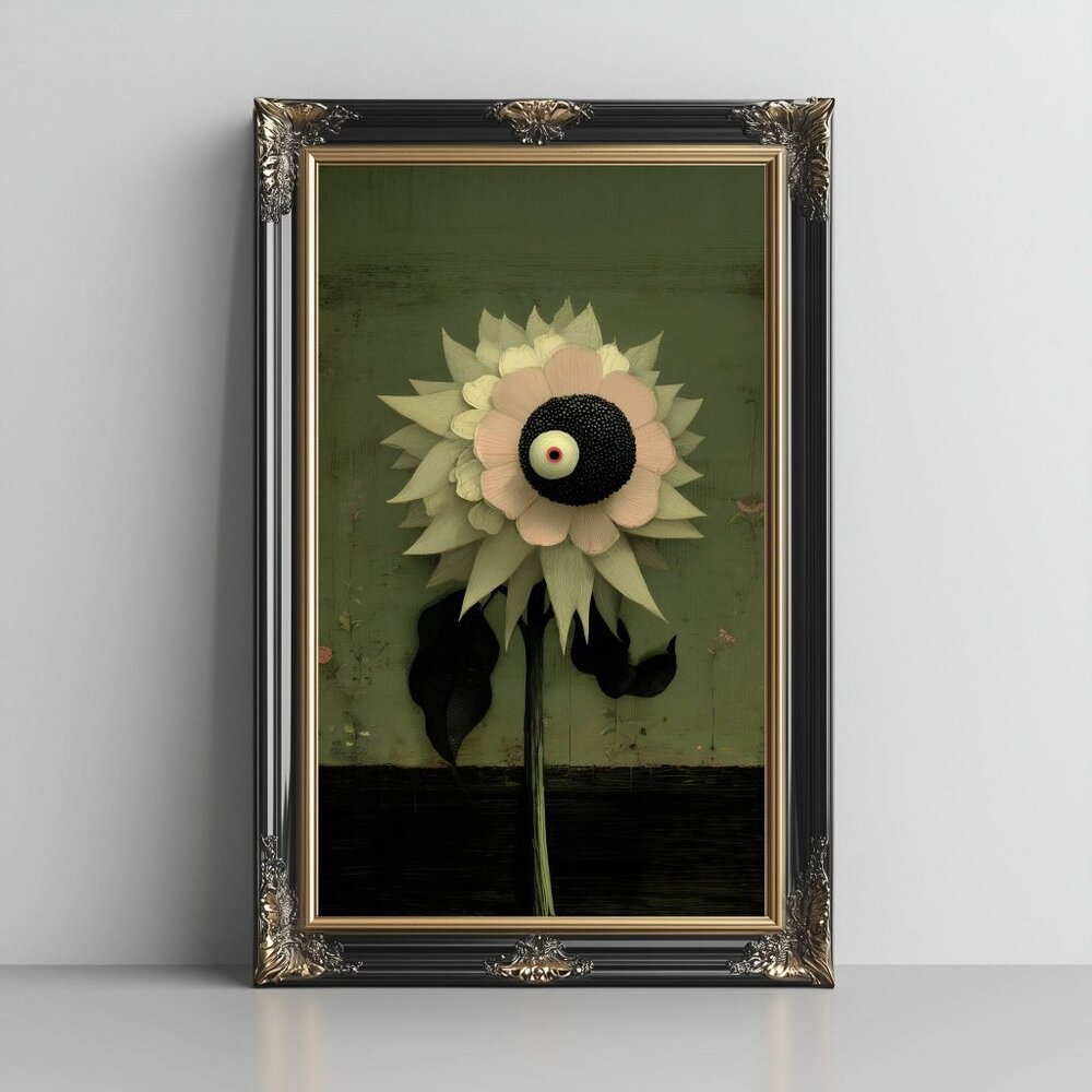 8.5"x11"Creepy Flower Wall Art | Surreal Botanical Print | Gothic Floral Decor